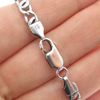 925 Sterling Silver Vintage Italy Twisted Anchor Mariner Link Bracelet 7"