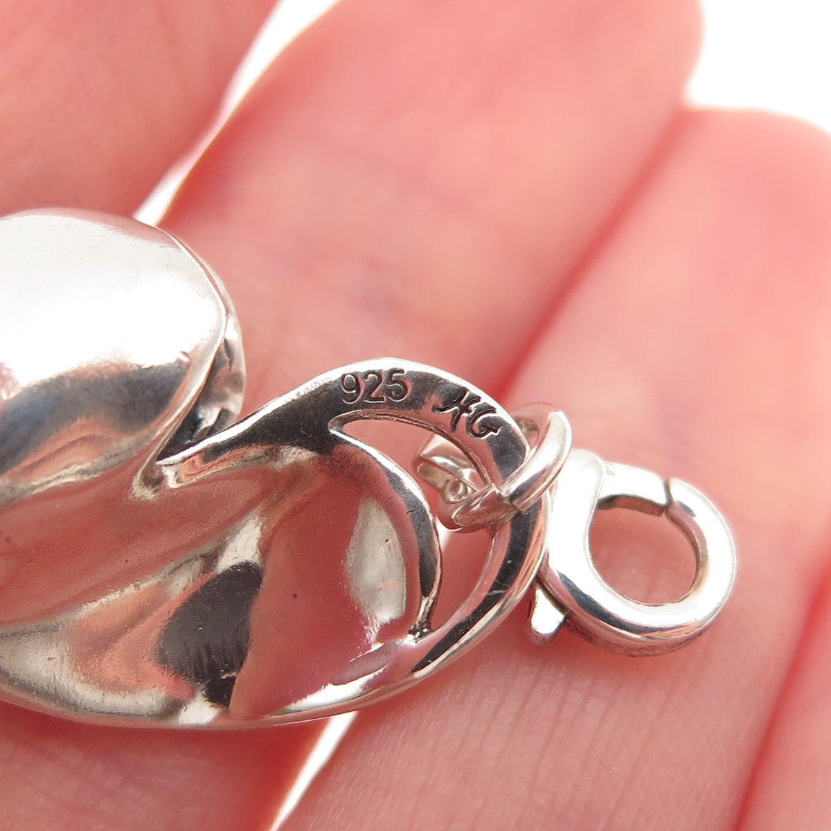 Hagit Gorali 925 Sterling Silver Vintage Real Pearl Heart Lobster Lock Pendant