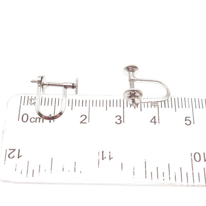 925 Sterling Silver Antique Art Deco Charm Holder Screw Back Earrings