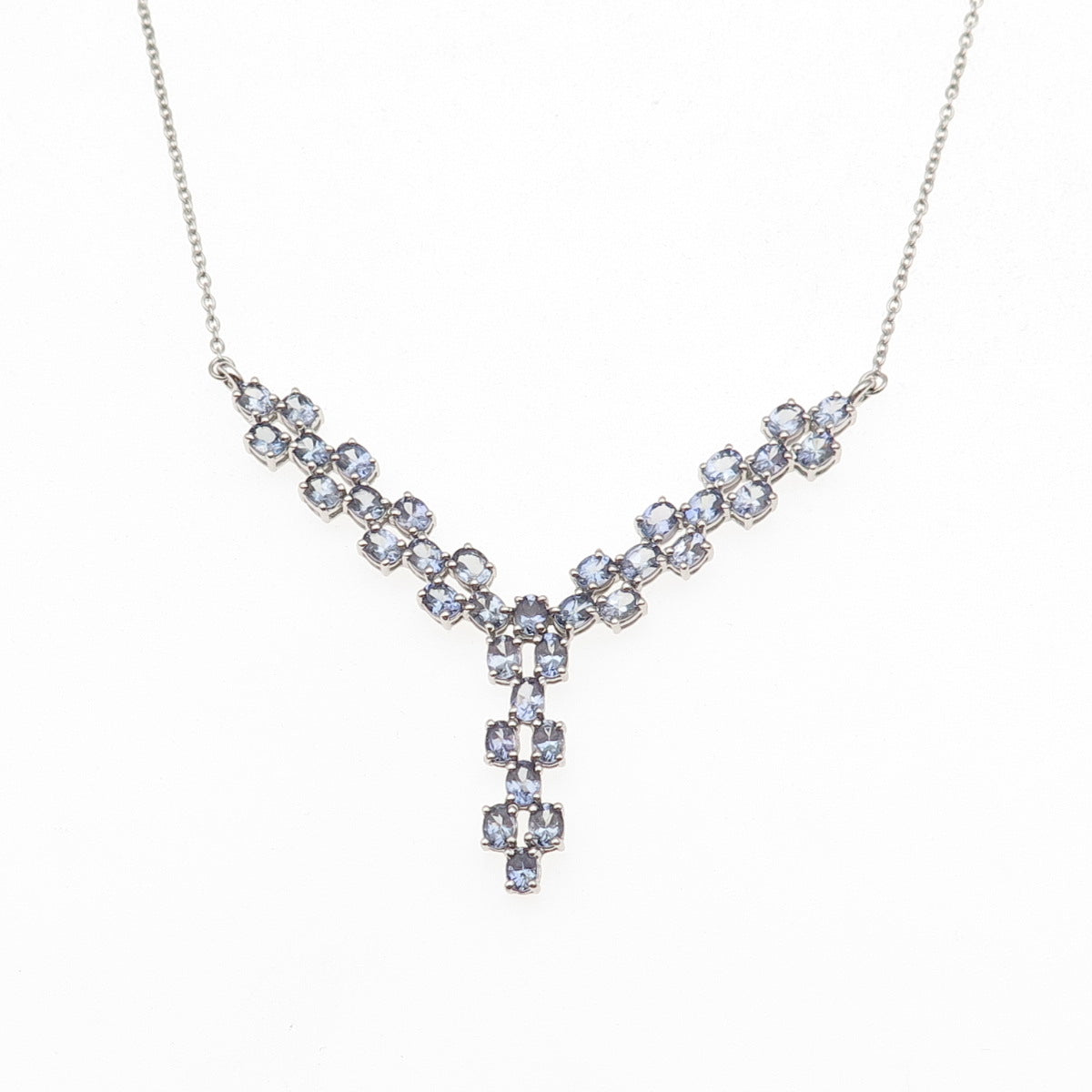 Chuck Clemency 925 Sterling Silver Real Iolite Cable Chain Necklace 18"