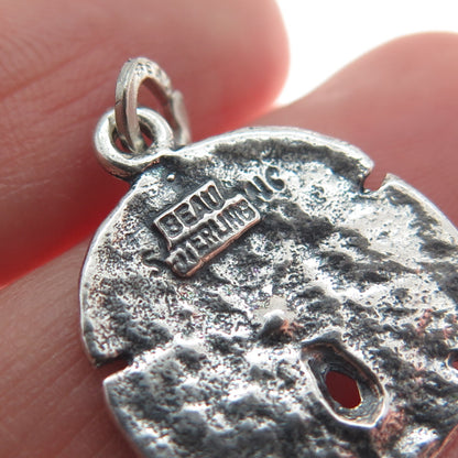 BEAU 925 Sterling Silver Vintage Sand Dollar Oxidized Minimalist Charm Pendant