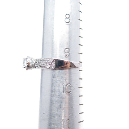925 Sterling Silver Round-Cut C Z Engagement Ring Size 9.5