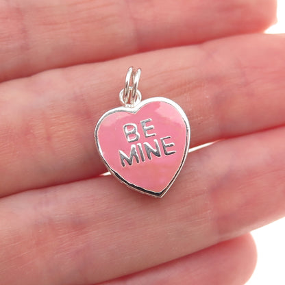Ross Simons 925 Sterling Silver Enamel Be Mine Double Sided Heart Charm Pendant