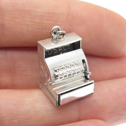 J.M. FISHER 925 Sterling Silver Antique Enamel Cash Register Movable 3D Pendant