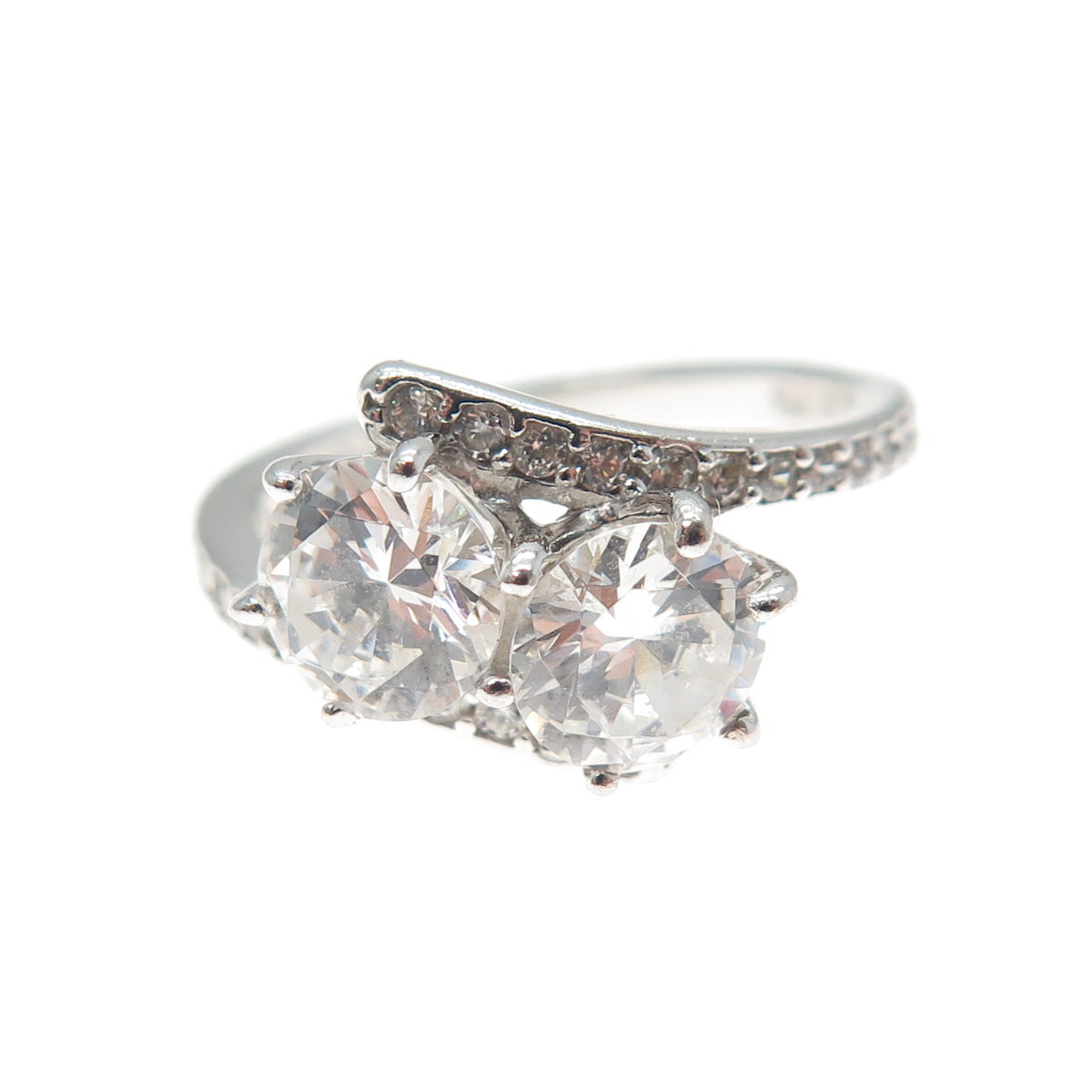 925 Sterling Silver Round-Cut C Z Engagement Ring Size 5.25
