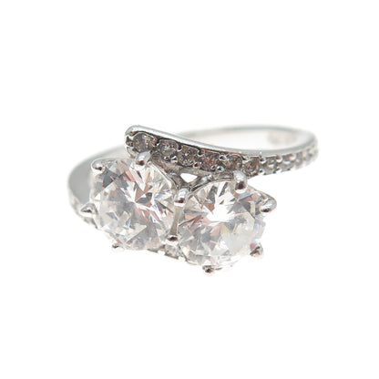 925 Sterling Silver Round-Cut C Z Engagement Ring Size 5.25