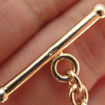 925 Sterling Silver 2-Tone Vintage Modernist Oval Chain Necklace 16"