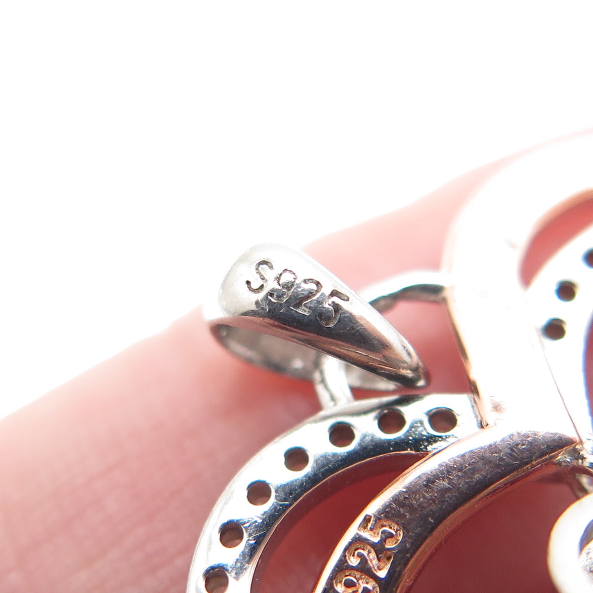 925 Sterling Silver 2-Tone C Z I Love You To The Moon & Back Heart Charm Pendant