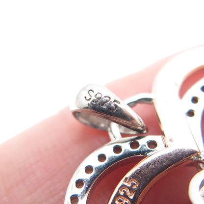 925 Sterling Silver 2-Tone C Z I Love You To The Moon & Back Heart Charm Pendant