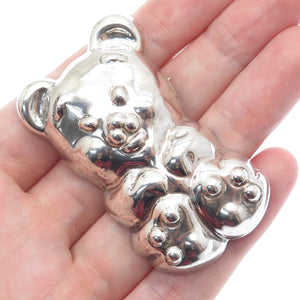 925 Sterling Silver Vintage Mexico Teddy Bear Pin Brooch / Pendant