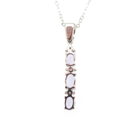 Chuck Clemency 925 Sterling Silver Real Tanzanite White Topaz Chain Necklace 20"