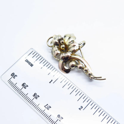 925 Sterling Silver 1/20 12K G.F. Vintage Floral in Brooch