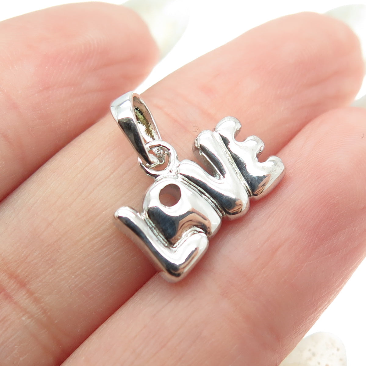 925 Sterling Silver Vintage "LOVE" Minimalist Charm Pendant