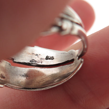 925 Sterling Silver Vintage Feather Oxidized Ring Size 7.5