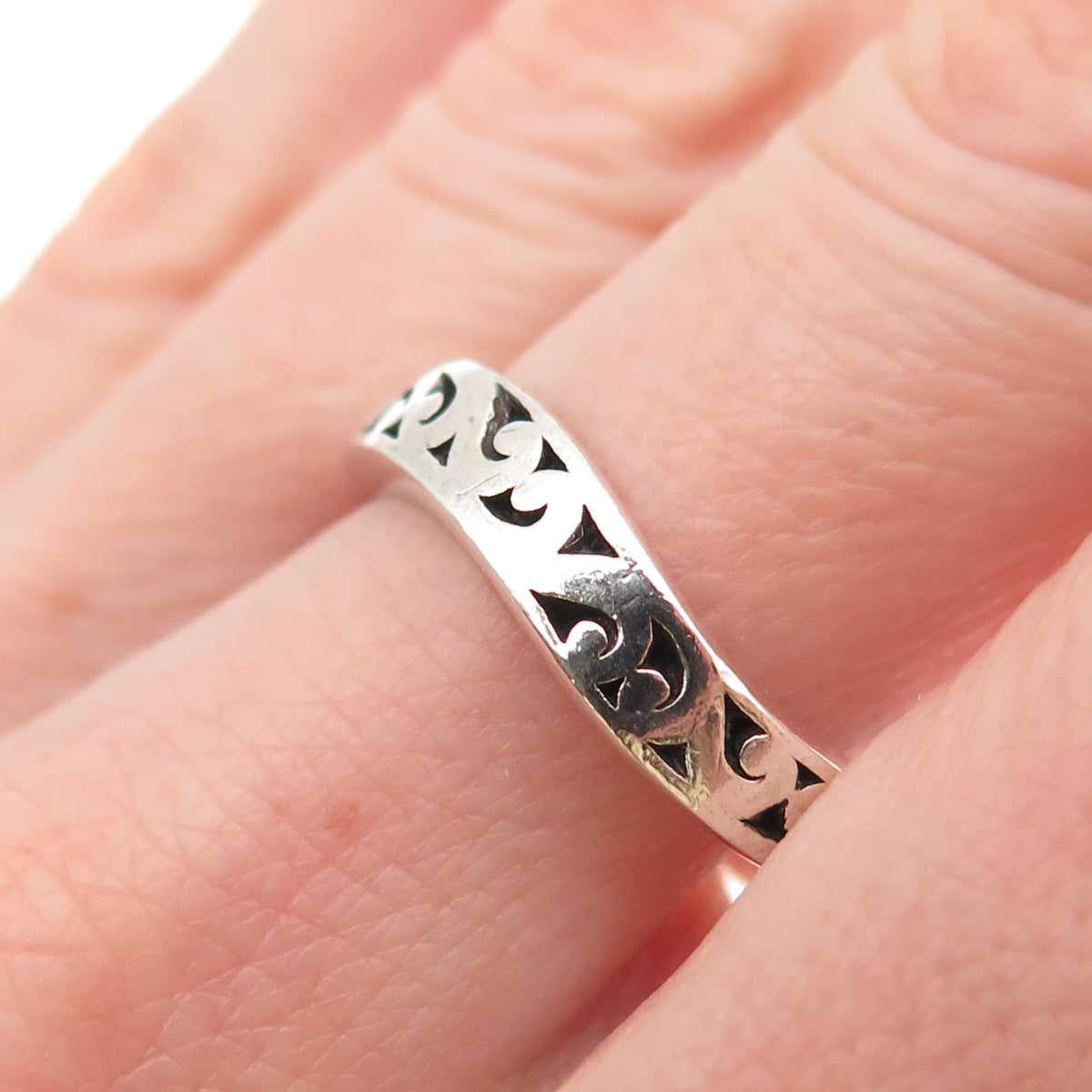 Lois Hill 925 Sterling Silver Vintage Signature Scroll Wavy Band Ring Size 9.25