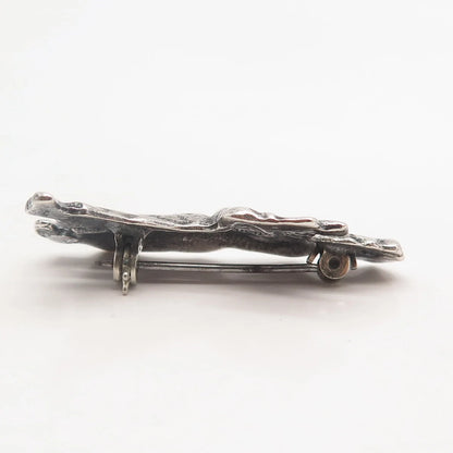 925 Sterling Silver Vintage Man w/ Flower Pot Pin Brooch