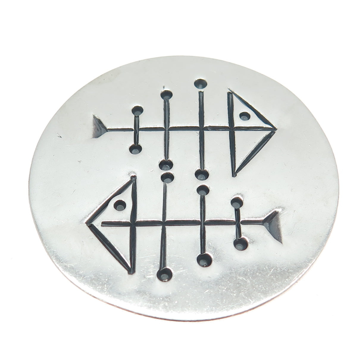 925 Sterling Silver Vintage Pisces Zodiac Sign Hand-Wrought Pin Brooch