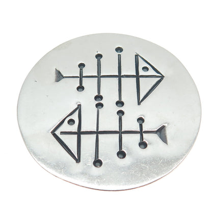925 Sterling Silver Vintage Pisces Zodiac Sign Hand-Wrought Pin Brooch