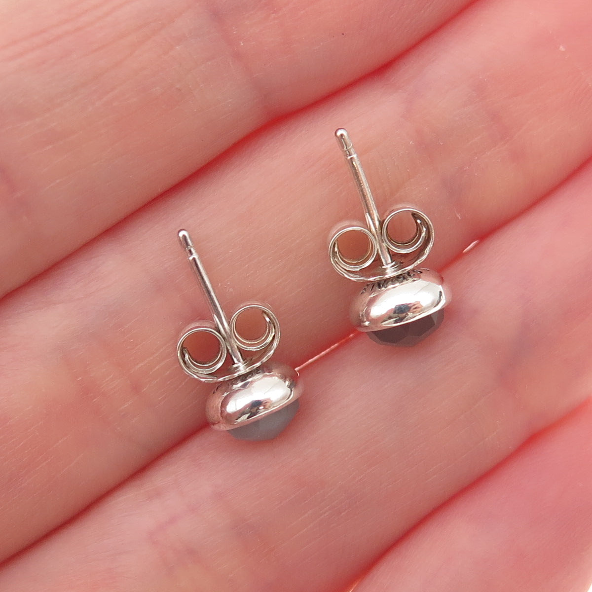 Pandora Sterling Silver Real Gray Moonstone June Birthday Blooms Stud Earrings