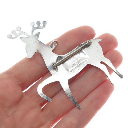 ONEIDA 925 Sterling Silver Vintage 1974 Cupid Deer Pin Brooch / Pendant