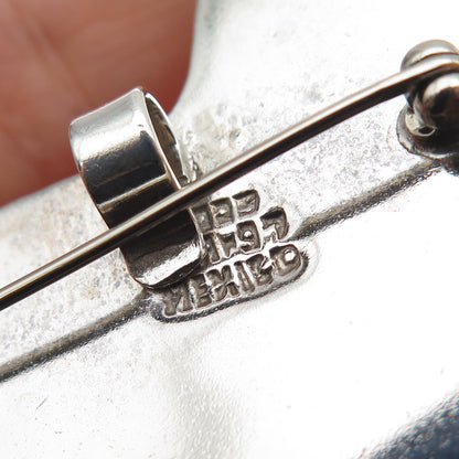 925 Sterling 2-Tone Vintage Mexico Yorkshire Terrier Dog Pin Brooch / Pendant