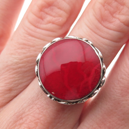 Samuel Benham 925 Sterling Silver Vintage Real Red Jasper Swirl Ring Size 6