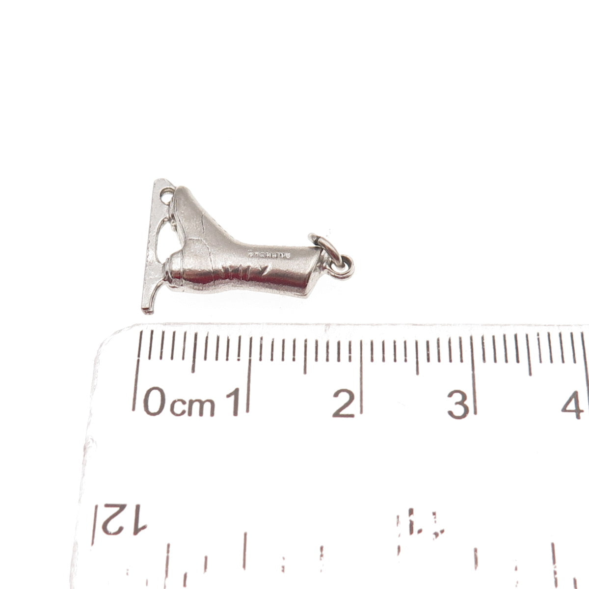 925 Sterling Silver Antique Art Deco Ice Skate 3D Mini Charm Pendant