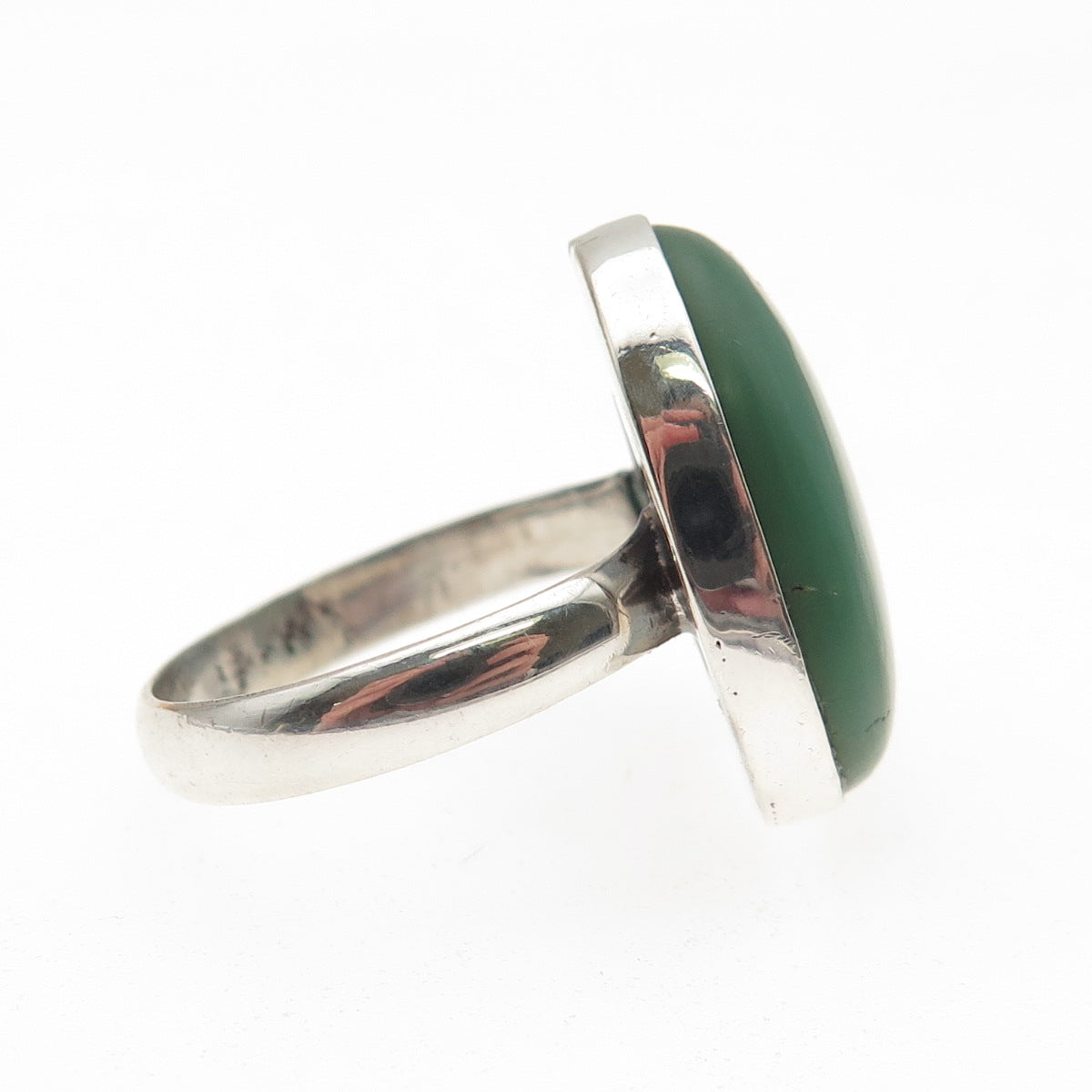 925 Sterling Silver Vintage Real Cabochon Chrysoprase Ring Size 9.5