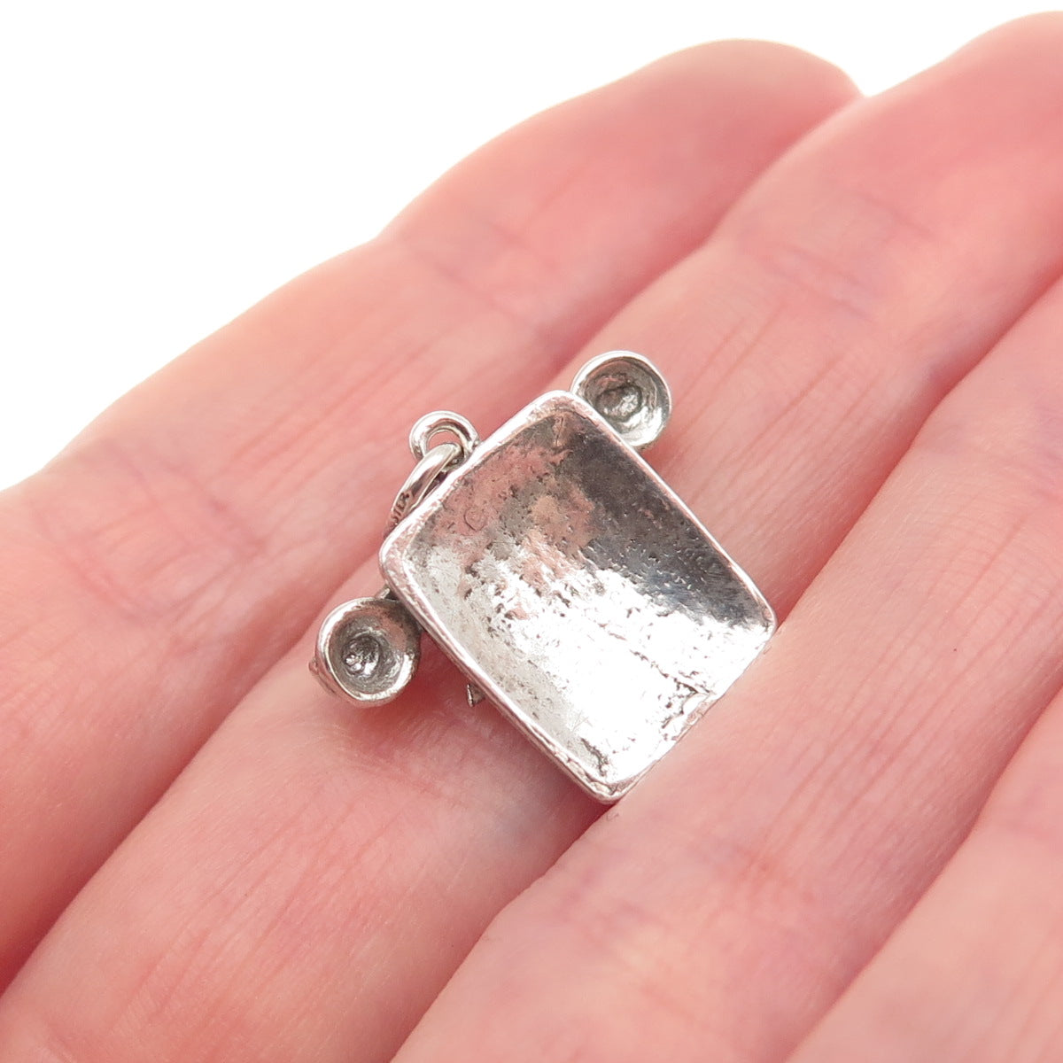 WELLS 925 Sterling Silver Vintage I Love You Rotary Phone 3D Mini Charm Pendant
