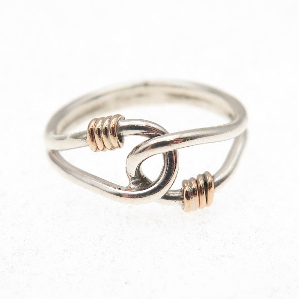 925 Sterling Silver Gold Filled Vintage Interlocked Infinty Ring Size 6