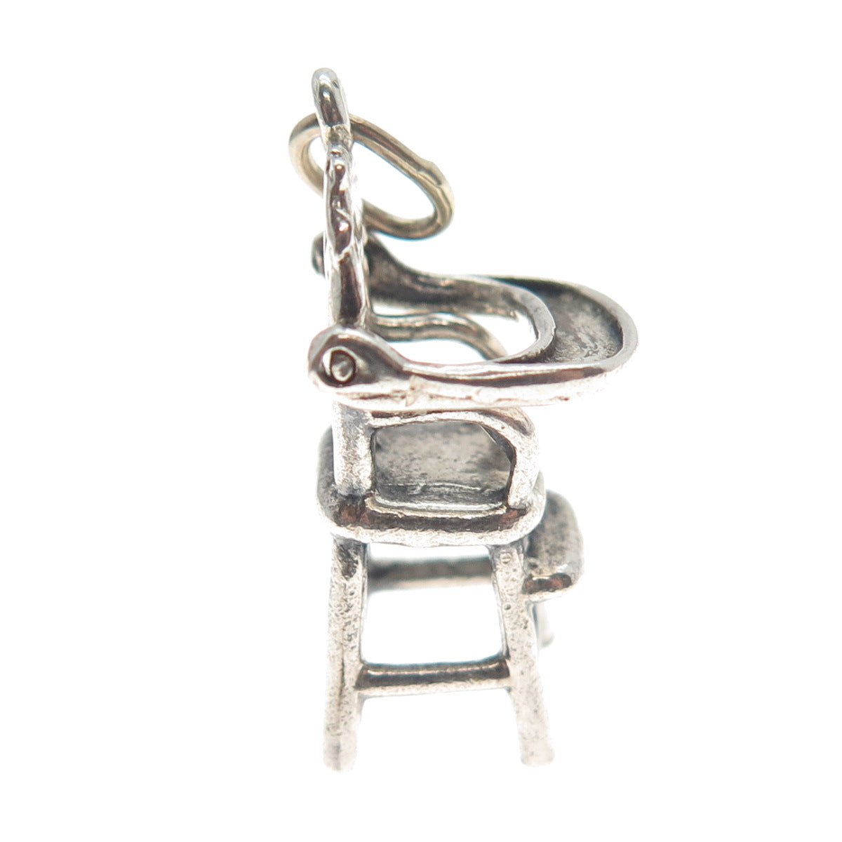 JEWELART Sterling Silver Antique Baby Chair Minimalist Oxidized Charm Pendant