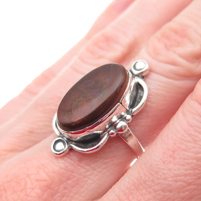 Edward Becenti Old Pawn 925 Sterling Silver Vintage Boulder Opal Ring Size 6.5