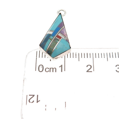 Old Pawn 925 Sterling Silver Vintage Turquoise Sugilite Azurite Charm Pendant
