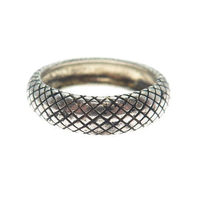 ARGENTO VIVO 925 Sterling Silver Vintage Shake Skin Oxidized Band Ring Size 9