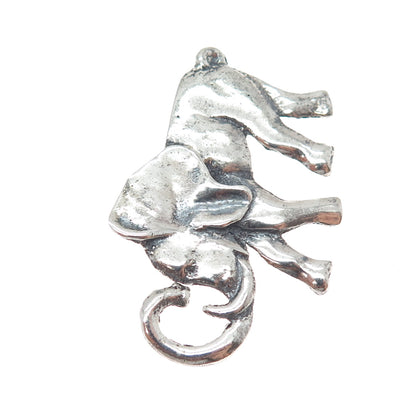 925 Sterling Silver Vintage Elephant Oxidized Pin Brooch