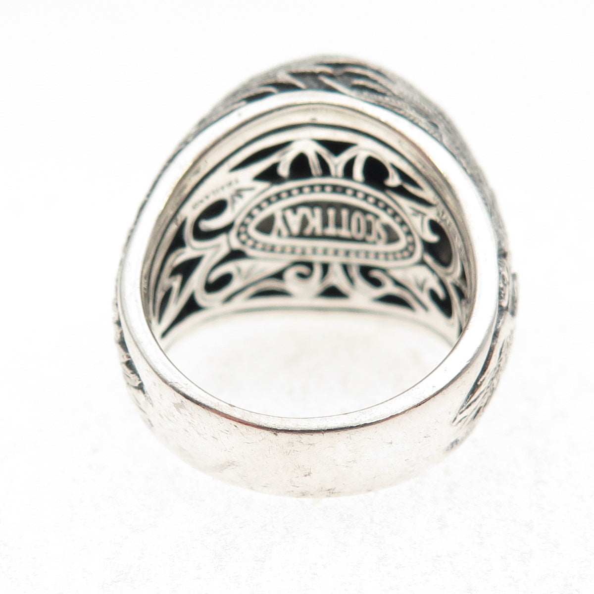 Scott Kay 925 Sterling Silver Real Black Onyx Angel Oxidized Ring Size 8