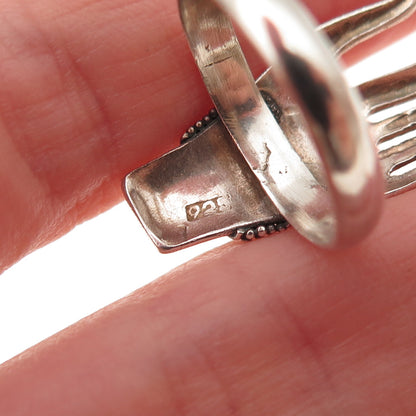 925 Sterling Silver 2-Tone Vintage Ladies Hand Oxidized Ring Size 6.75