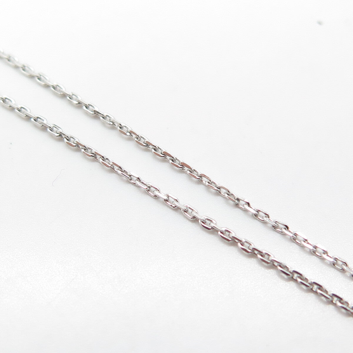 925 Sterling Silver Italy White C Z Key Clover Chain Necklace 16"