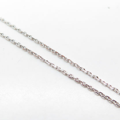 925 Sterling Silver Italy White C Z Key Clover Chain Necklace 16"