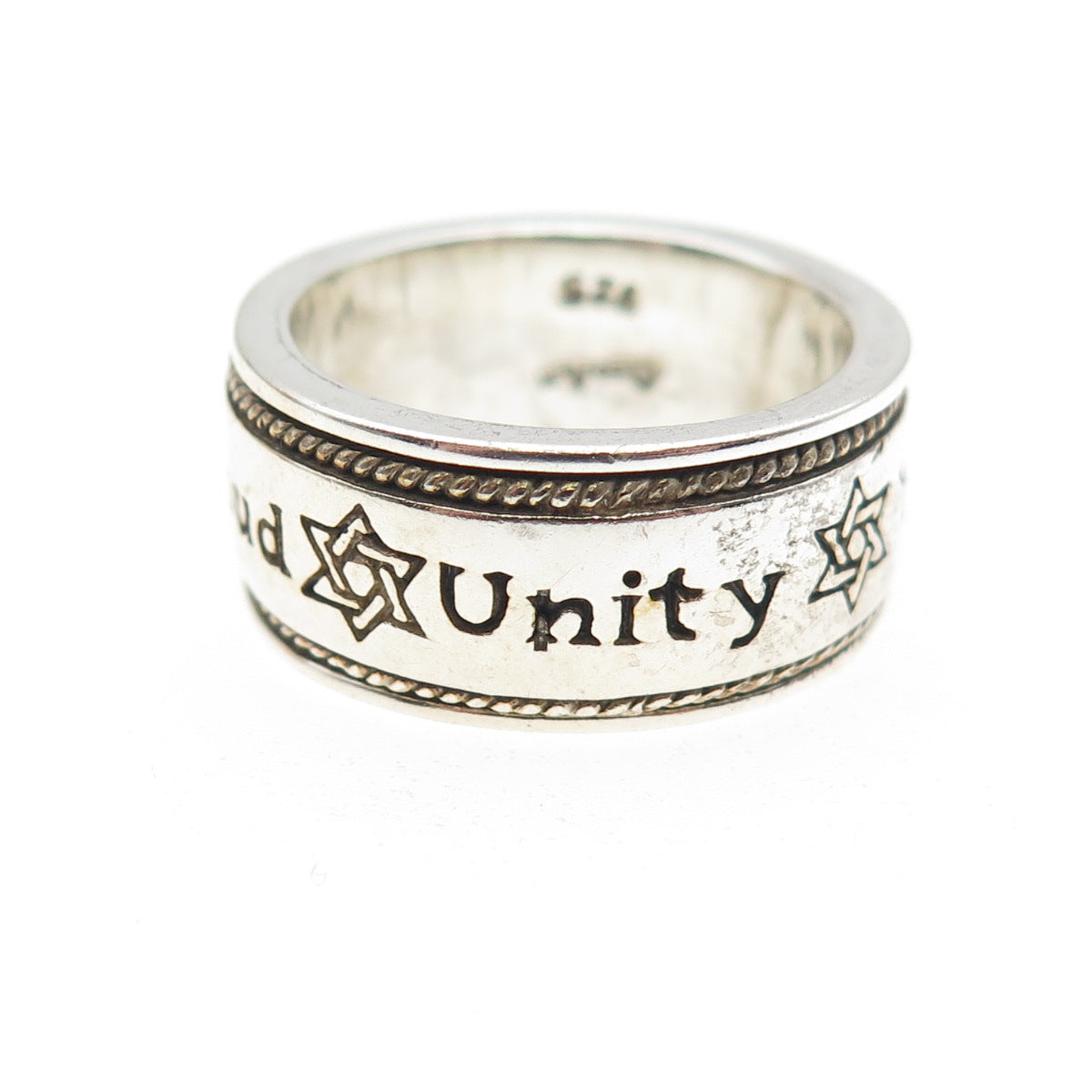 GEOART 925 Sterling Vintage Yichud Unity Star of David Rotating Band Ring Size 6