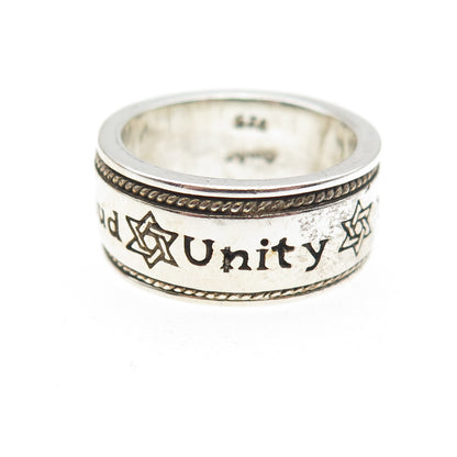 GEOART 925 Sterling Vintage Yichud Unity Star of David Rotating Band Ring Size 6