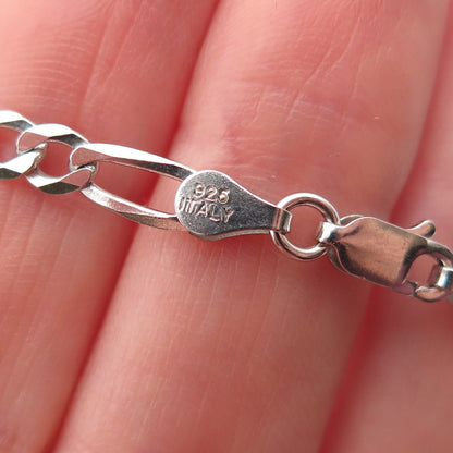 P. LUX 925 Sterling Silver Italy Figaro Chain Necklace 22"