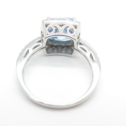 925 Sterling Silver White & Blue C Z Ring Size 5.25