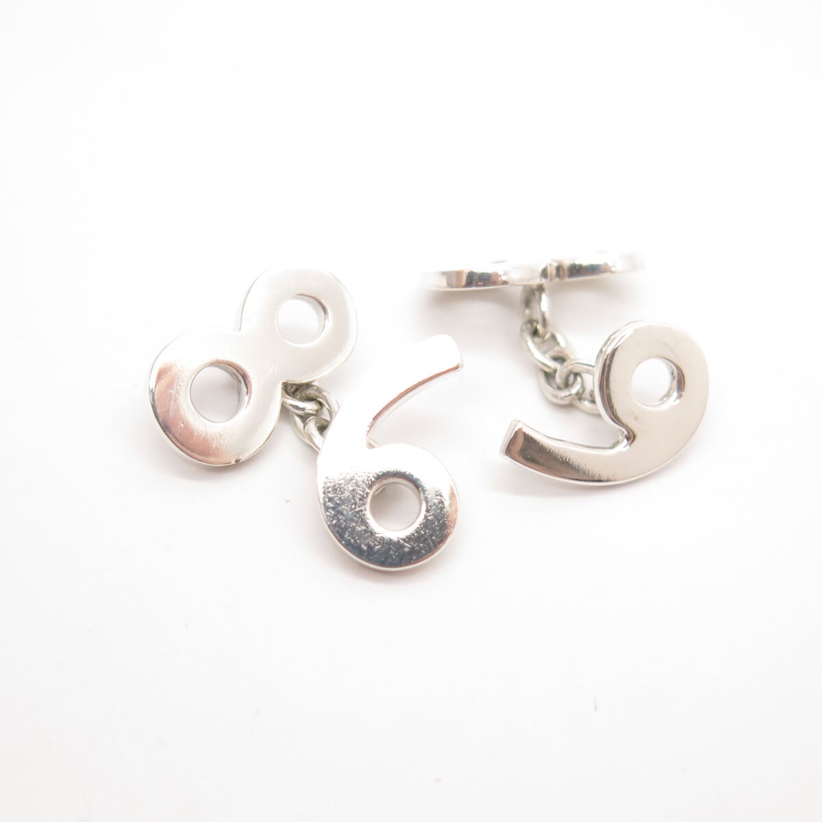 925 Sterling Silver Vintage 6/8 Lucky Number Cufflinks