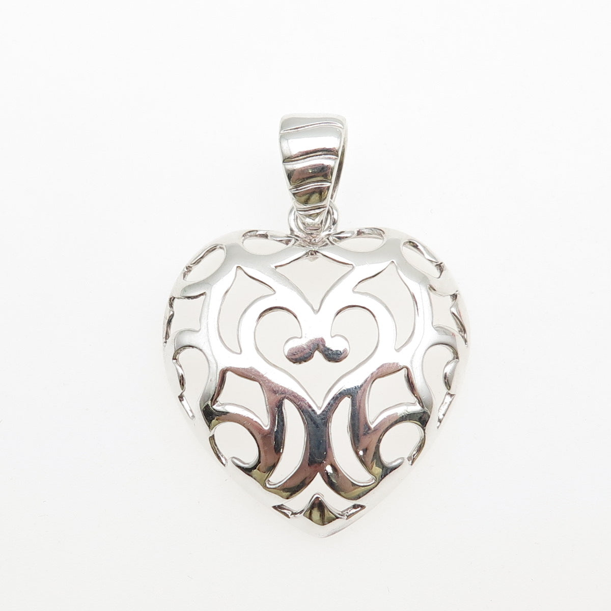 MILOR 925 Sterling Silver Vintage Italy Ornate Heart Charm Pendant