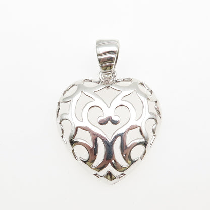 MILOR 925 Sterling Silver Vintage Italy Ornate Heart Charm Pendant