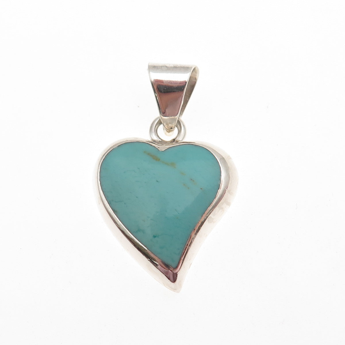 ANNIKA WITT Sterling Silver Vintage Mexico Real Turquoise Heart Charm Pendant