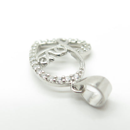 HAN 925 Sterling Silver C Z "Love" Open Heart Pendant