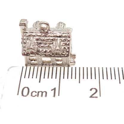 925 Sterling Silver Vintage House 3D Charm Pendant
