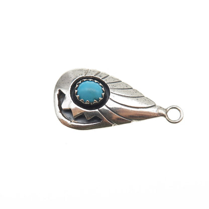 Old Pawn 925 Sterling Silver Vintage Southwestern Turquoise Snake Eye Pendant